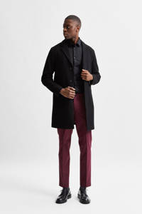 Zwarte heren SELECTED HOMME jas van wol met lange mouwen, reverskraag en knoopsluiting