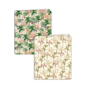 elastische boekenkaft - set van 2 Sweet Jungle/Oriental Flamingo 