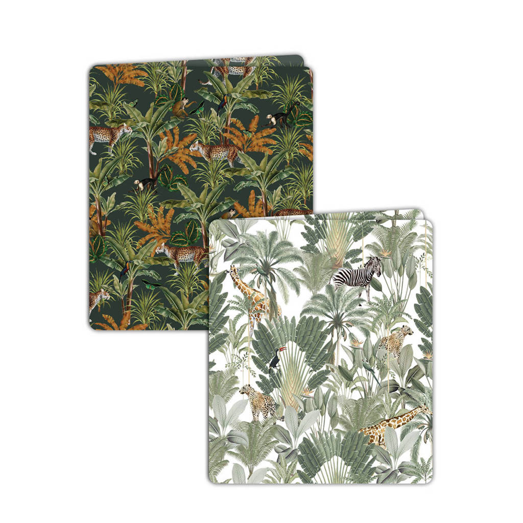 Creative Lab Amsterdam elastische boekenkaft - set van 2 Mighty Jungle/Into the Wild, Multi