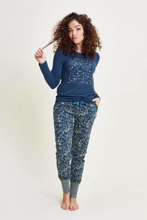 pyjama met printopdruk donkerblauw