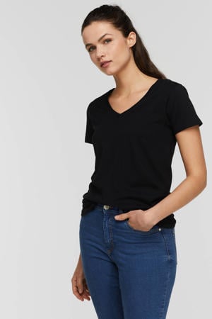 T-shirt met V-hals zwart