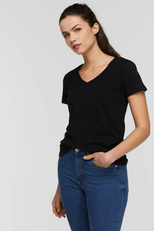 T-shirt met V-hals zwart