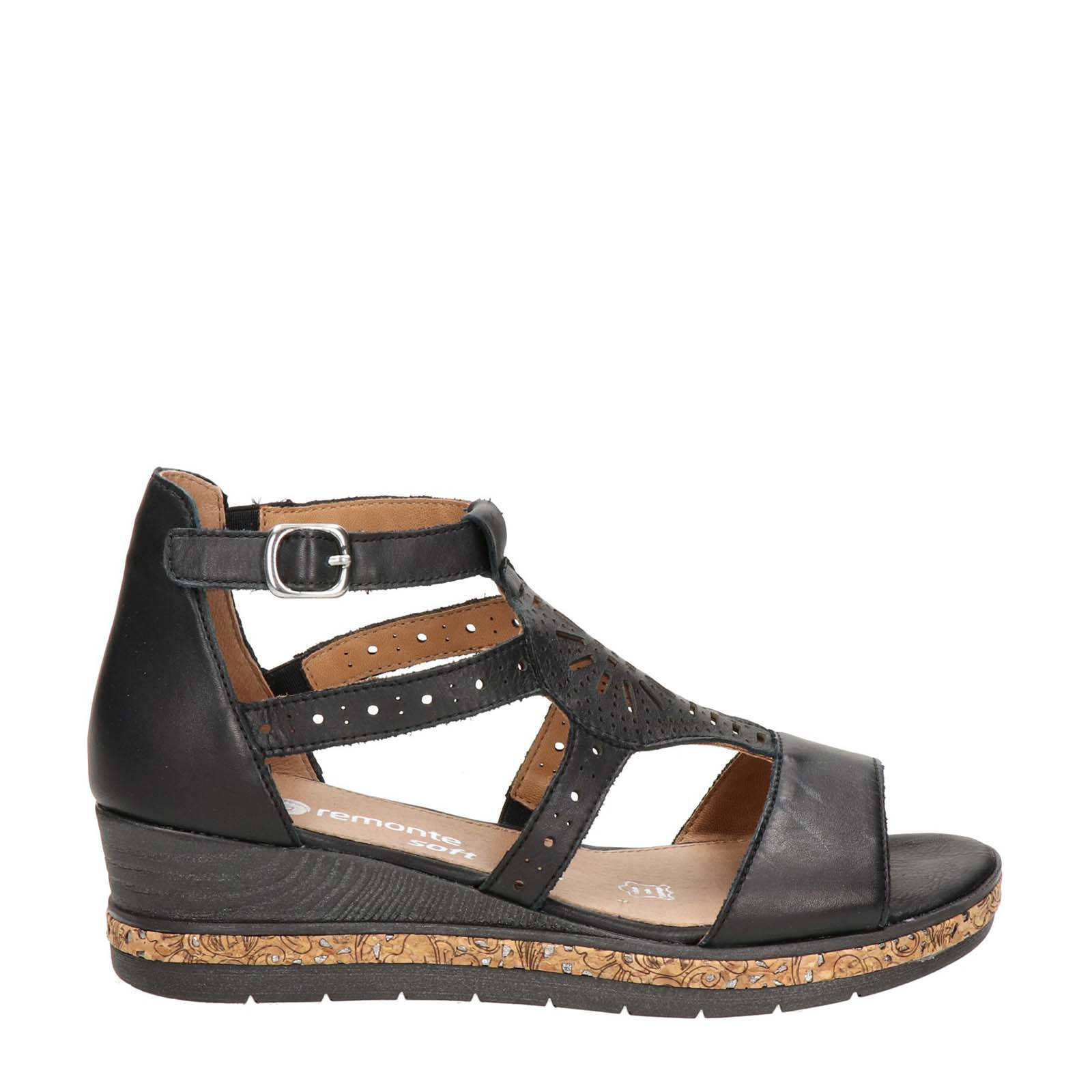Remonte leren sandalen zwart | wehkamp