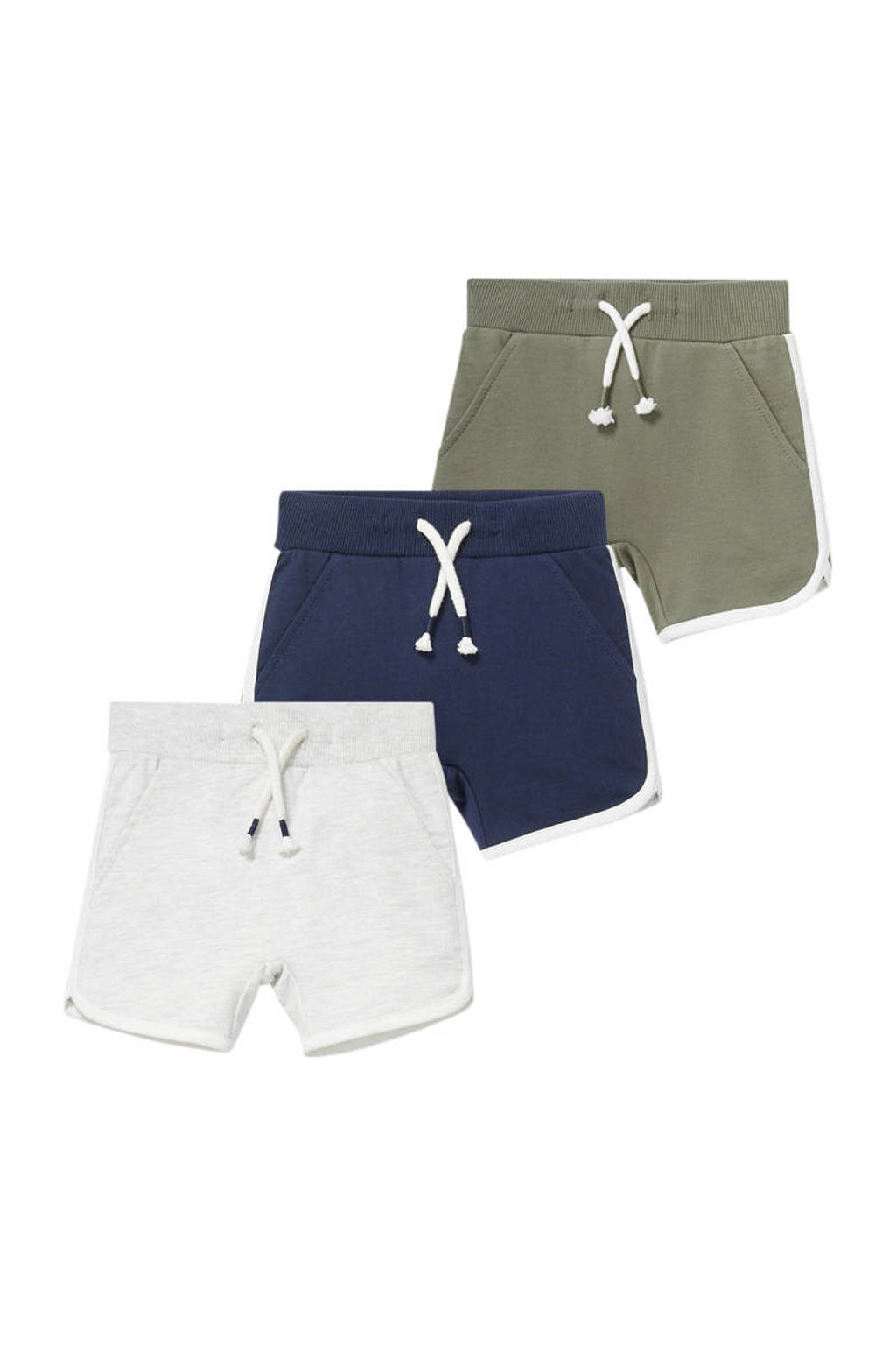 C&A Baby Club sweatshort - set van 3 ecru/donkerblauw/groen, Ecru/donkerblauw/groen