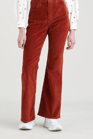 70's corduroy high waist flared jeans rood