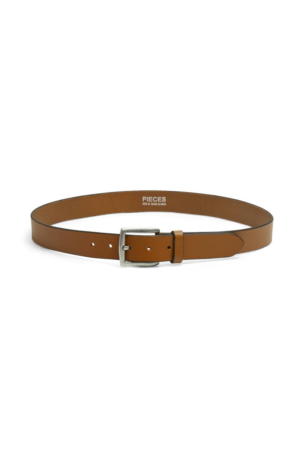 PIECES leren riem PCNADY cognac