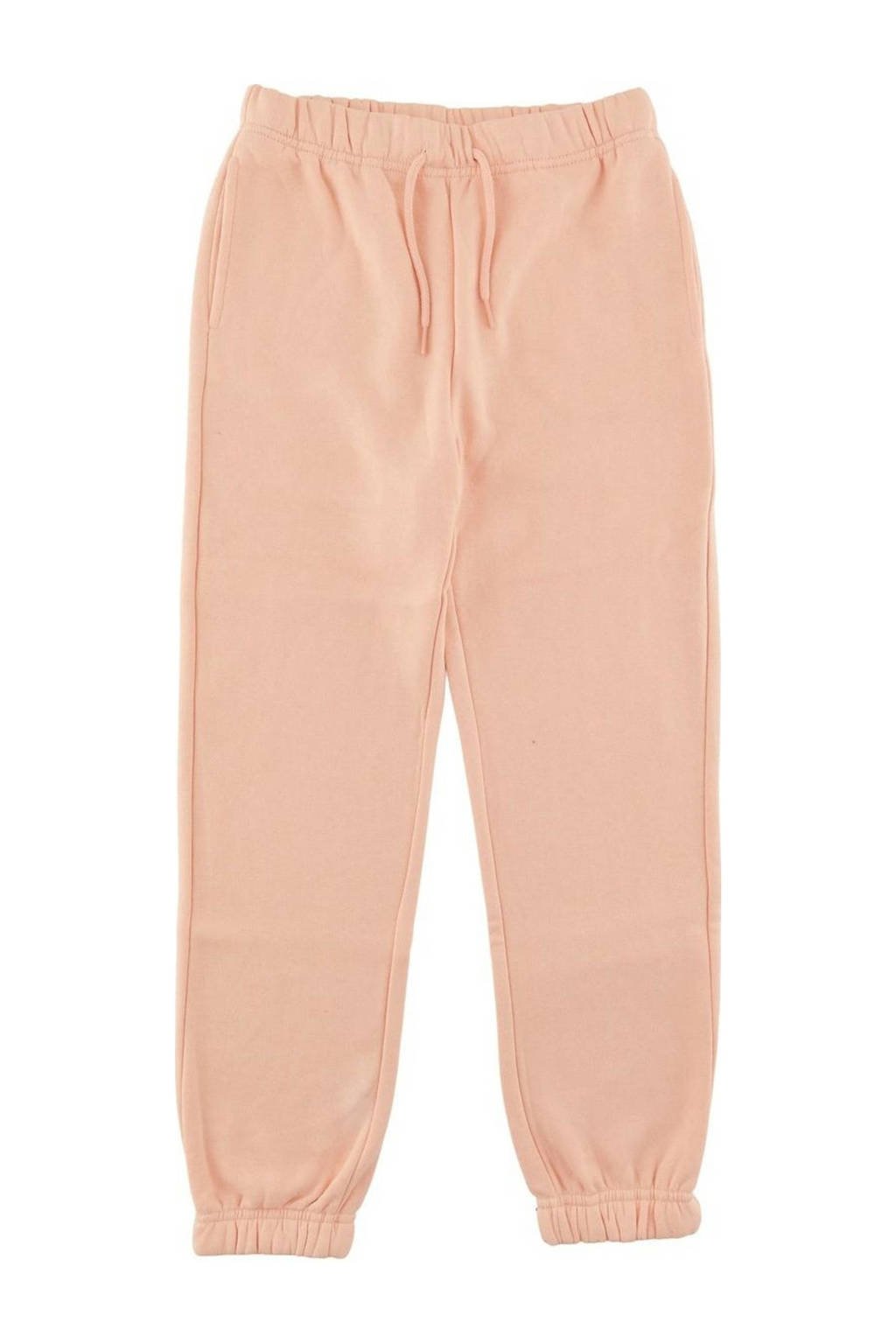Zalmkleurige meisjes little PIECES regular fit joggingbroek van sweat materiaal met elastische tailleband met koord