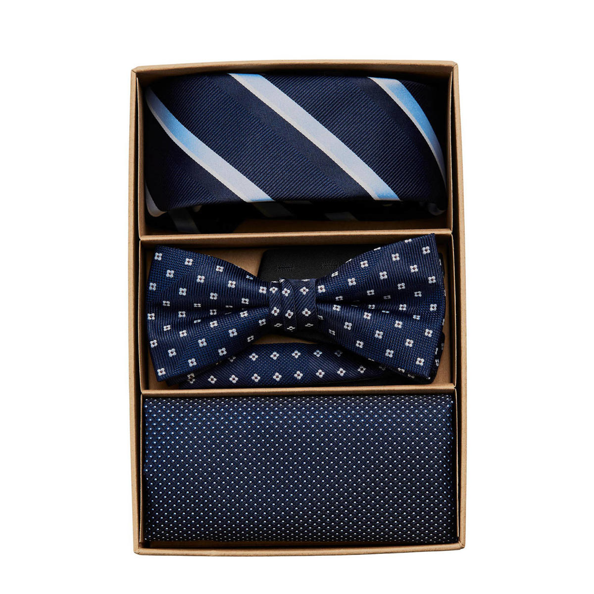 een keer Uit Een evenement JACK & JONES giftbox JACCARL stropdas + vlinderdas + pochette donkerblauw |  wehkamp