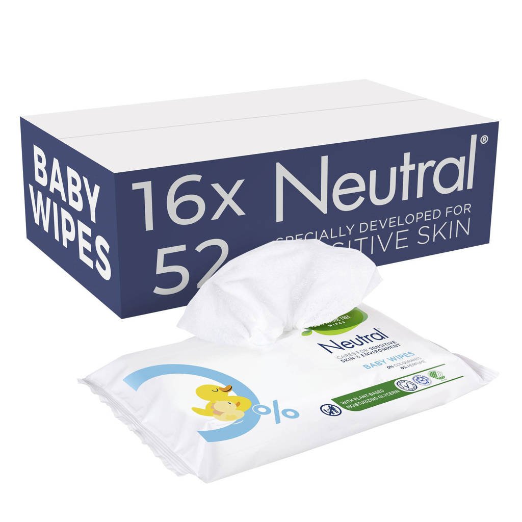Neutral Parfumvrij Baby Wipes - 16 x 63 stuks - voordeelverpakking