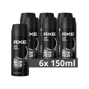 Black deodorant & bodyspray - 6 x 150 ml - voordeelverpakking
