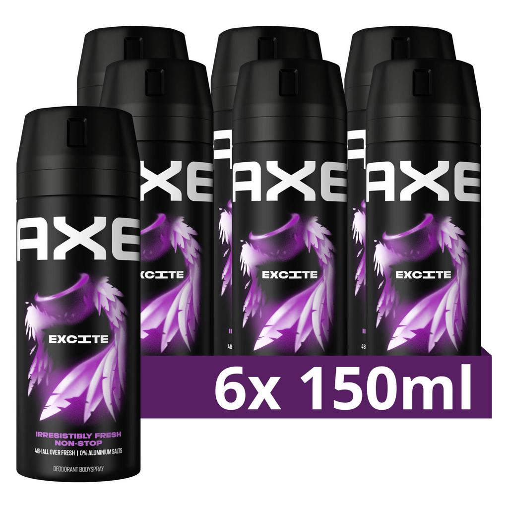 Axe Excite deodorant bodyspray - 6 x 150 ml