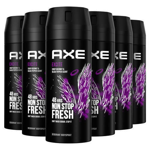 Wehkamp Axe Excite deodorant bodyspray - 6 x 150 ml aanbieding