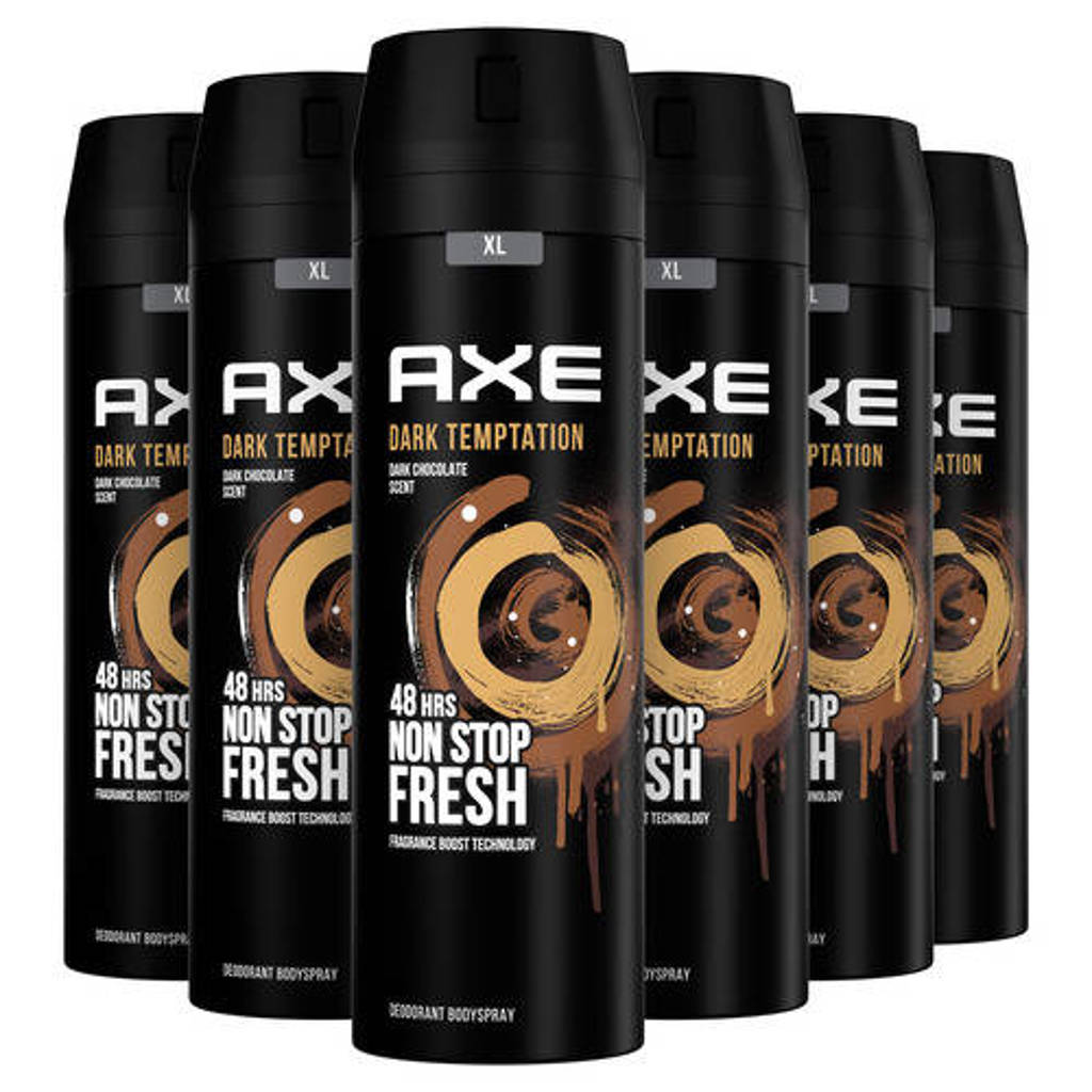 Axe Dark Temptation bodyspray deodorant - 6 x 200 ml - voordeelverpakking
