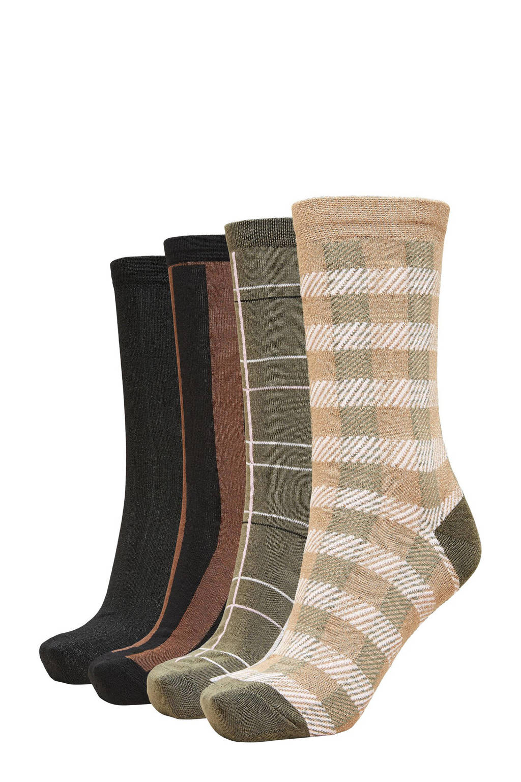 SELECTED FEMME giftbox sokken SLFANNA - set van 4 zwart/beige