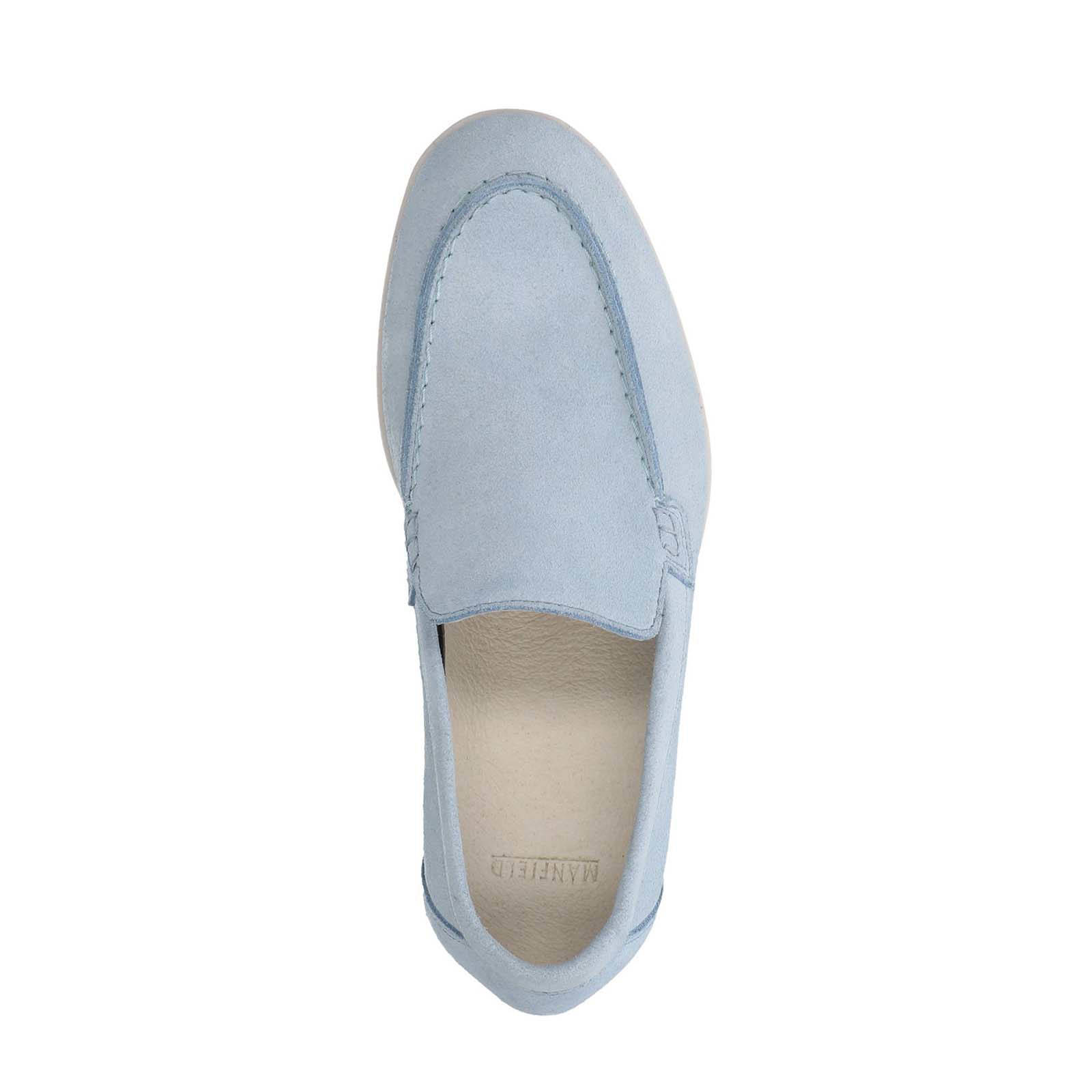 Manfield suède loafers lichtblauw | wehkamp