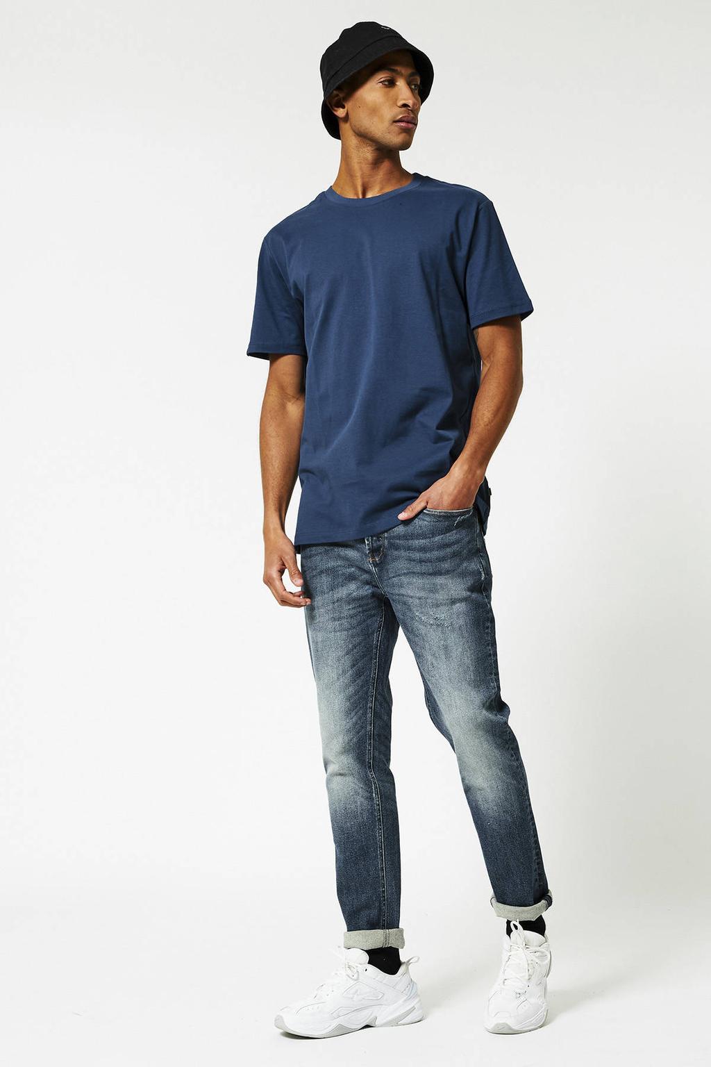 Blauwe heren America Today T-shirt Eric van biologisch katoen met korte mouwen en ronde hals