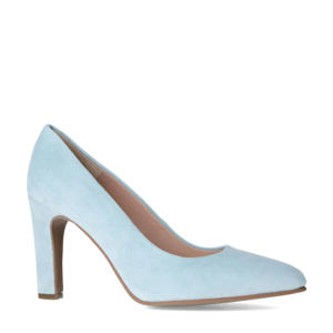 suède pumps lichtblauw