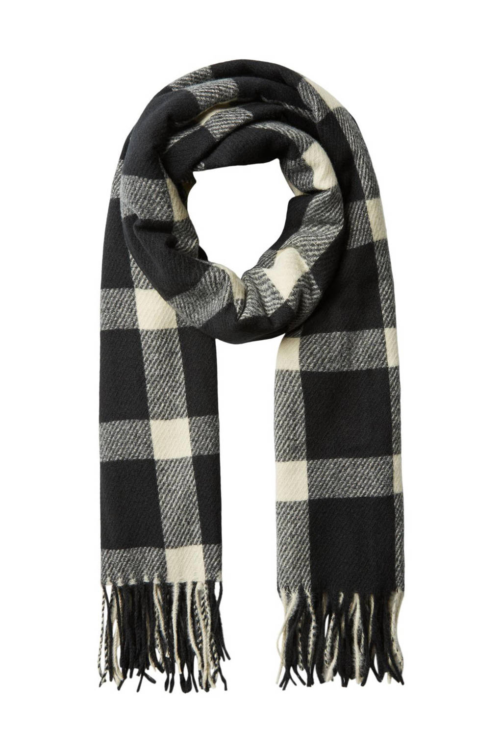 VERO MODA geruite sjaal VMDABIA zwart/ecru, Zwart/ecru
