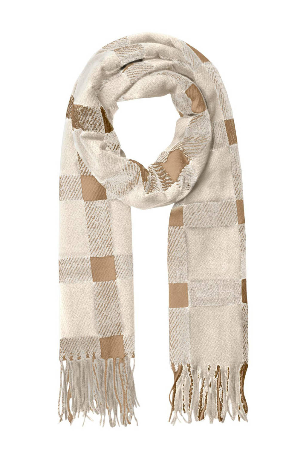 VERO MODA geruite sjaal VMDABIA beige, Beige
