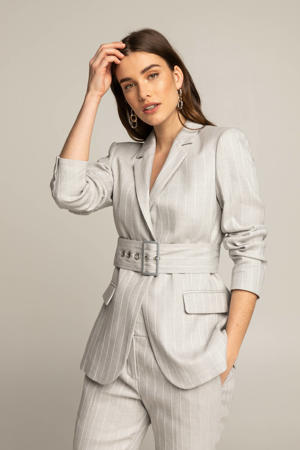 geweven blazer DONJA met krijtstreep en glitters grijs