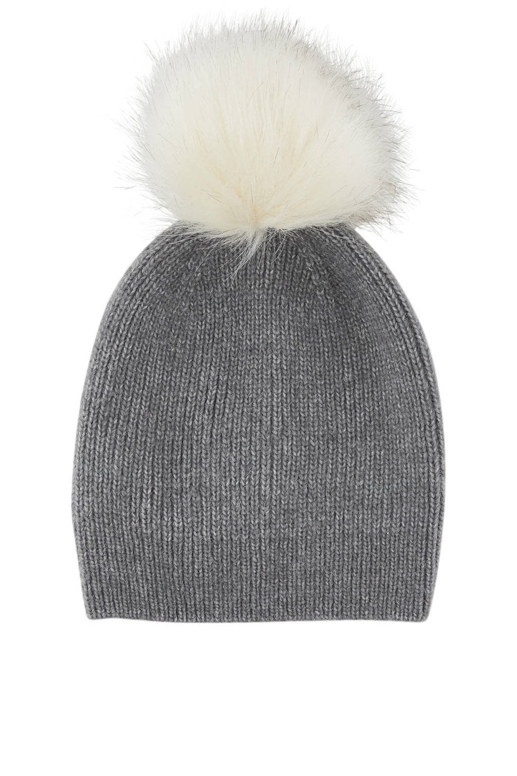 LITTLE PIECES muts LPBINA met pompon grijs