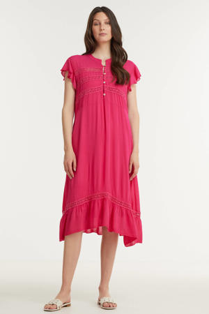 trapeze jurk met volant roze
