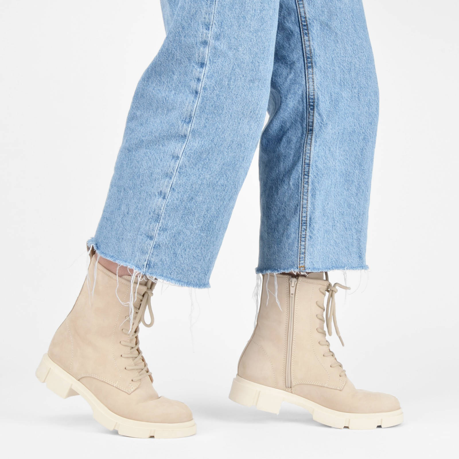 PS Poelman Lynn nubuck veterboots beige | wehkamp