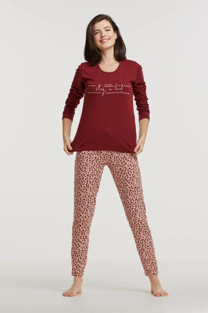 pyjama met all over print donkerrood/roze