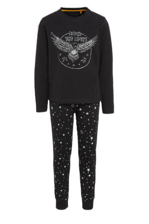   pyjama met all over print zwart/wit