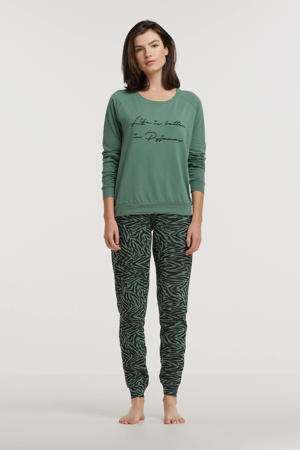 pyjama met zebraprint groen/zwart
