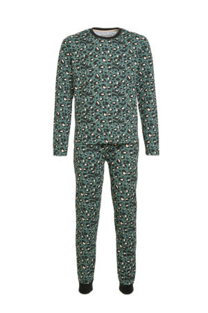 pyjama met panterprint groen