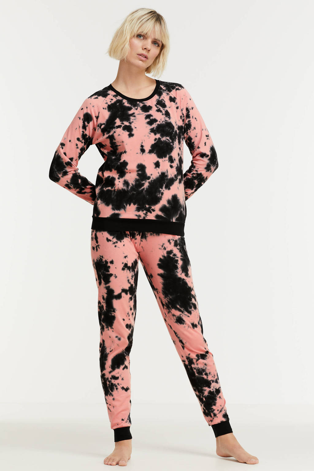 Dreamcovers tie-dye pyjama roze/zwart, Roze/zwart