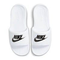 Wit en zwarte heren Nike Victori One Slide slippers van rubber met logo