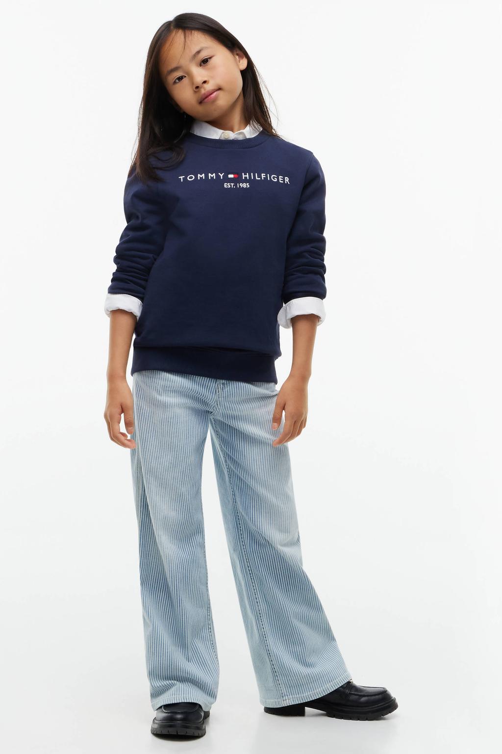 Tommy Hilfiger unisex sweater met logo donkerblauw