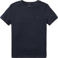 Donkerblauwe jongens Tommy Hilfiger T-shirt van biologisch katoen met korte mouwen en ronde hals