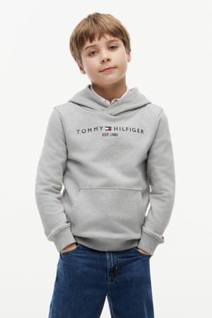 unisex hoodie met logo grijs melange