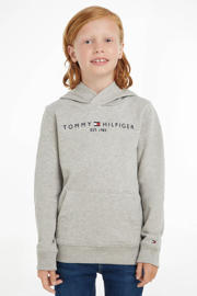 thumbnail: Tommy Hilfiger unisex hoodie met logo grijs melange
