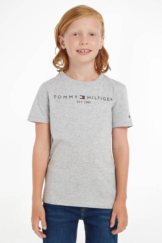 snelweg schraper Midden Tommy Hilfiger unisex T-shirt van biologisch katoen lichtgrijs melange |  wehkamp