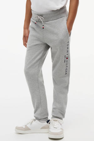 joggingbroek van katoen lichtgrijs melange/rood/donkerblauw