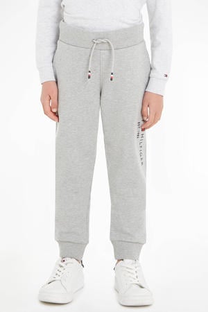 joggingbroek van katoen lichtgrijs melange/rood/donkerblauw