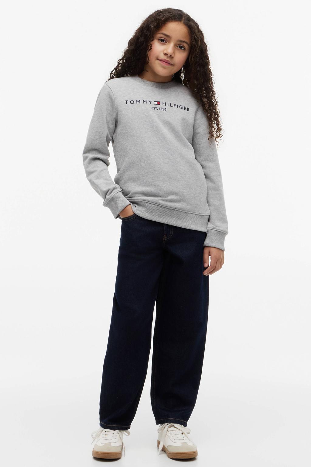 Tommy Hilfiger unisex sweater met logo lichtgrijs