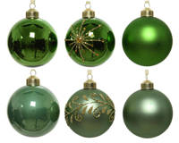 Decoris kerstbal (set van 6)  (ø8 cm), Groen