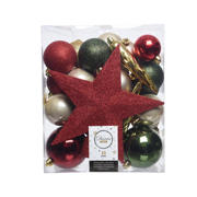 thumbnail: Decoris Kerstballen polystyreen assortie shiny matt glitter mix - 33 stuks  (ø8 cm)