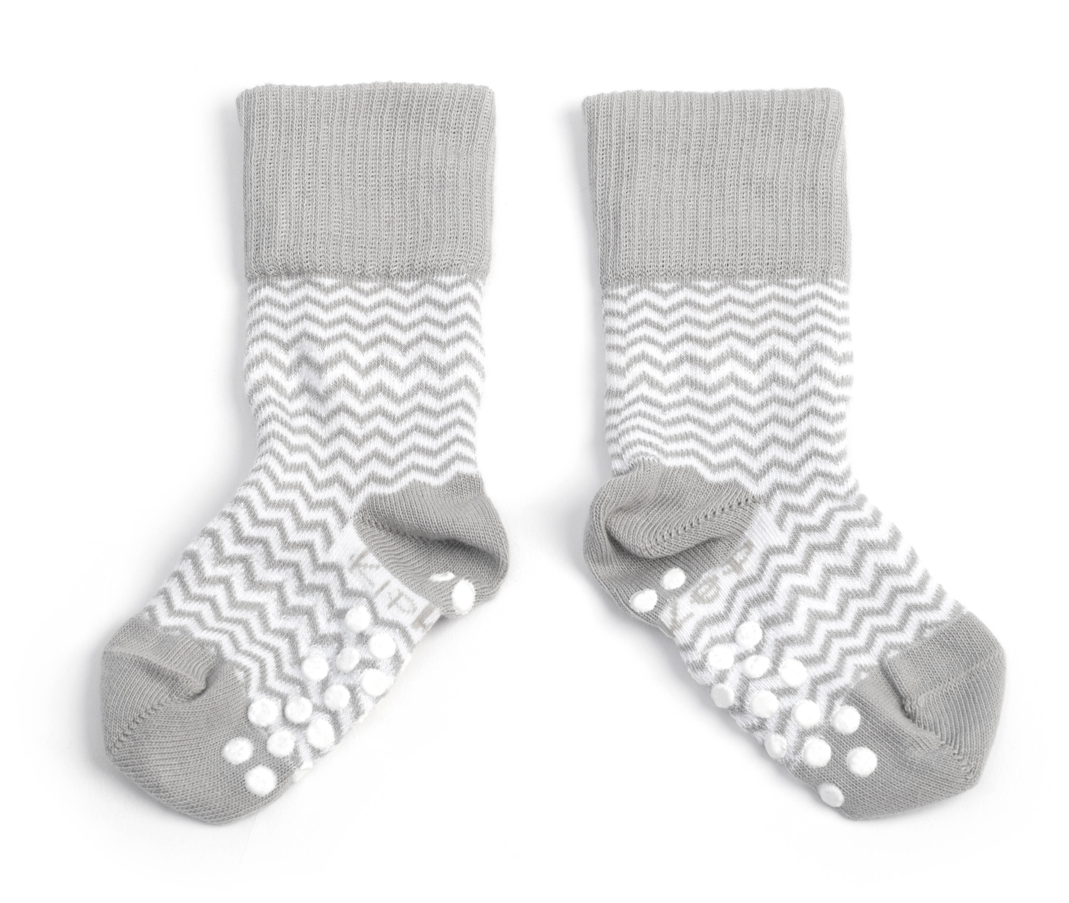KipKep Blijf-Sokjes met anti-slip nopjes 12-18 mnd ziggy grey Sokken Grijs Katoen 12-18 mnd