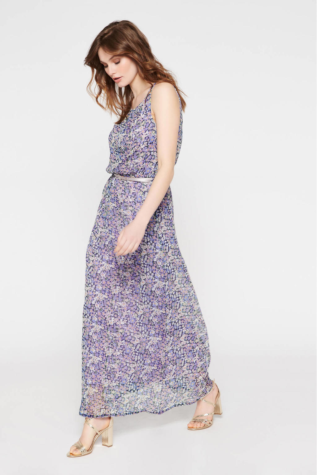 Witte mouwloze top met gestreepte print