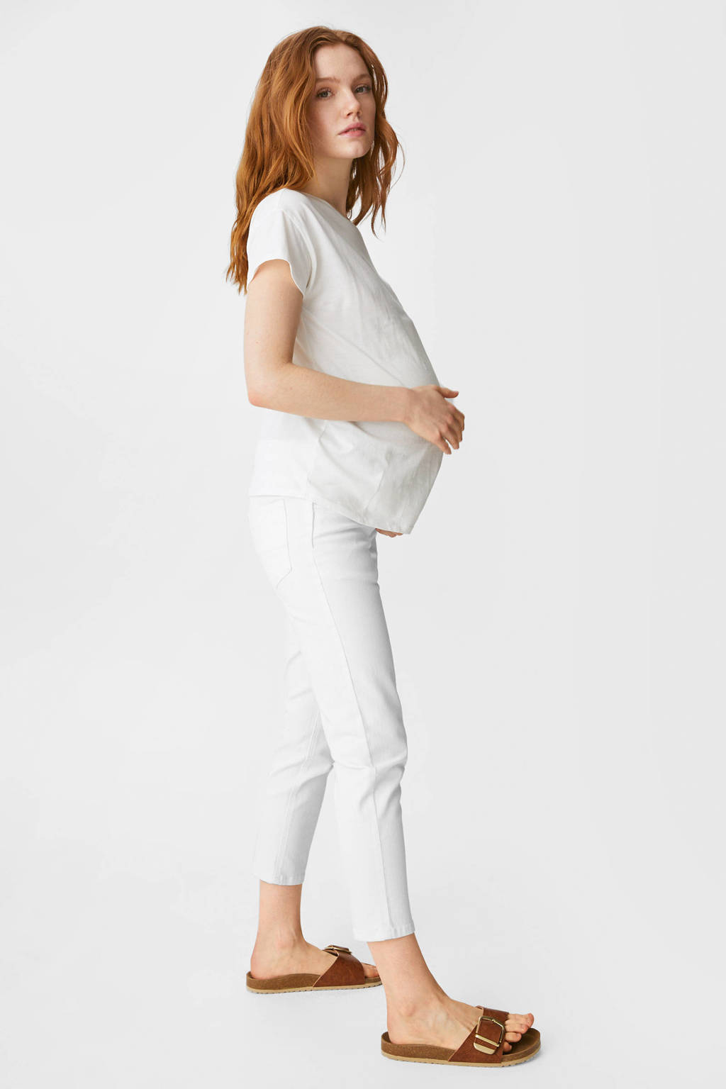 Zich voorstellen raket Populair C&A The Denim cropped straight fit zwangerschapsbroek wit | wehkamp
