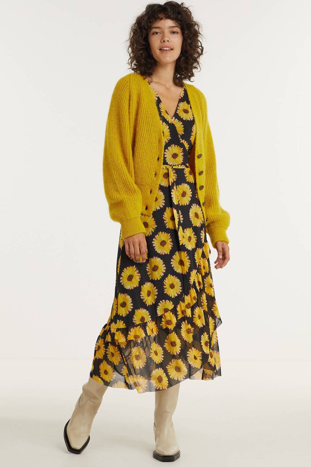 Fabienne Chapot vest Starry van wol met sierknopen geel, Geel