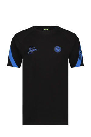 T-shirt pre-match met logo zwart/blauw