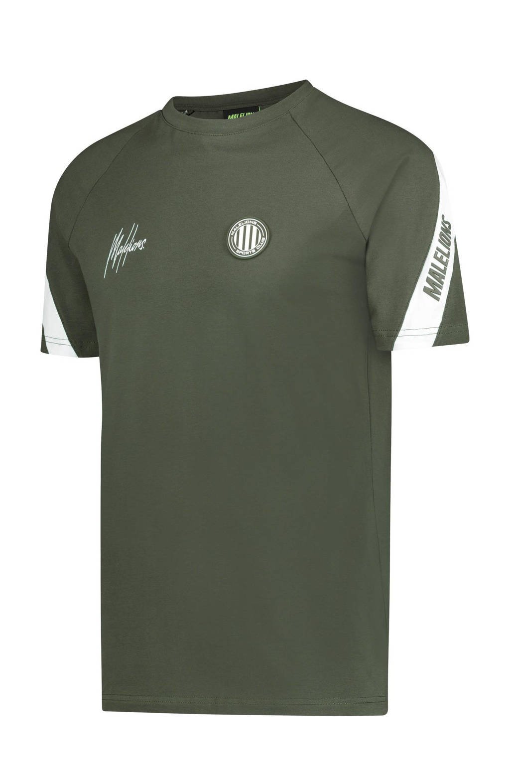 Malelions T-shirt pre-match met logo groen/wit, Groen/wit