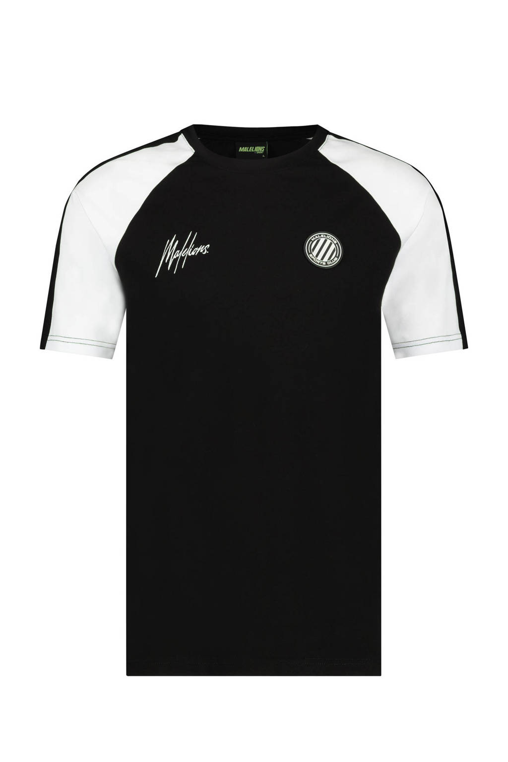 Malelions T-shirt Striker met logo zwart/wit, Zwart/wit